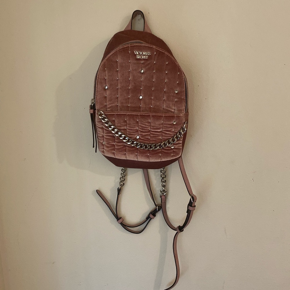 victoria’s secret pink velour mini backpack